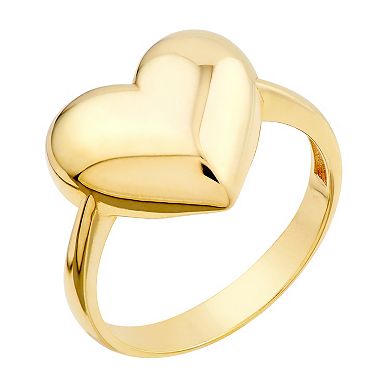 Color Romance 14k Gold 3D Polished Heart Ring