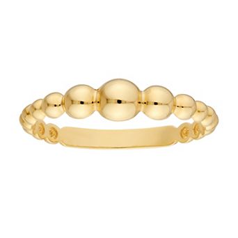 Color Romance 14k Gold Graduated Round Bead Ring