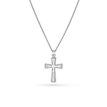Color Romance 14k Gold Textured Cross Pendant Necklace