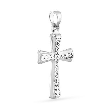 Color Romance 14k Gold Textured Cross Pendant Necklace