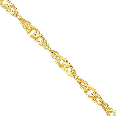 Color Romance 14k Gold Box, Singapore & Cable Chain Necklace Set