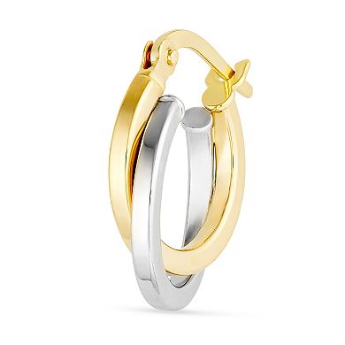 Color Romance 14k Gold Stud, Hoop & Double Hoop Earring Set