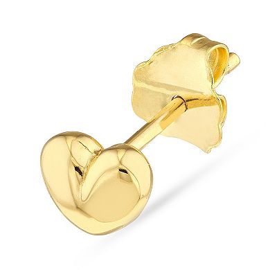 Color Romance 14k Gold Puffed Heart, Star & Mini Hoop Earring Set