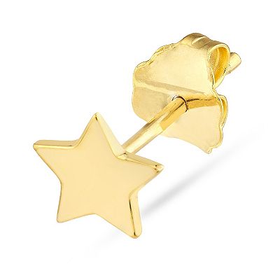 Color Romance 14k Gold Puffed Heart, Star & Mini Hoop Earring Set