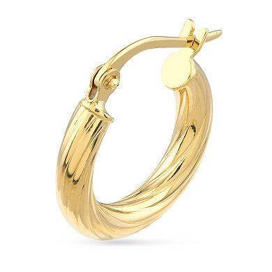 Color Romance 14k Gold Knife Edge, Twist & Tube 3-Pair Hoop Earring Set