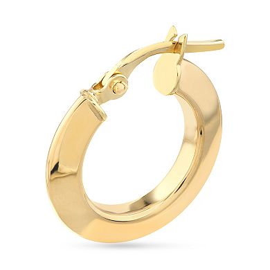 Color Romance 14k Gold Knife Edge, Twist & Tube 3-Pair Hoop Earring Set