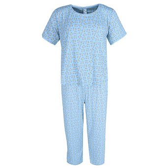 PJ Couture Women's Ribbed Short Sleeve Capri Pajama Set