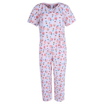 PJ Couture Women's Ribbed Short Sleeve Capri Pajama Set