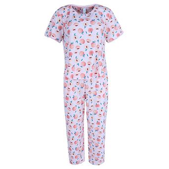 PJ Couture Women's Ribbed Short Sleeve Capri Pajama Set
