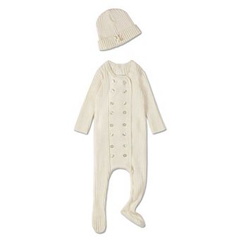 2 pc Baby Sweater Rib Footie Set