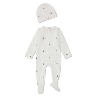 2 pc Baby Boys "Little Sailboats" Cotton Rich Footie Set