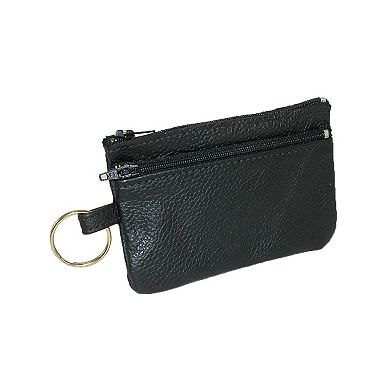 CTM Leather Zipper Card Case and Coin Change Holder Wallet