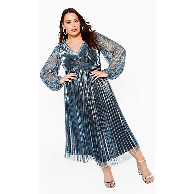Avenue Women's Plus Size Pleated Plisse Dress