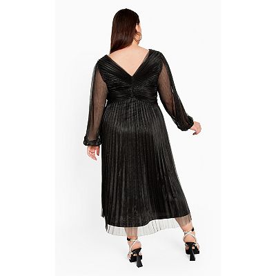 open lace back dress Pull Plisse Dress in Black
