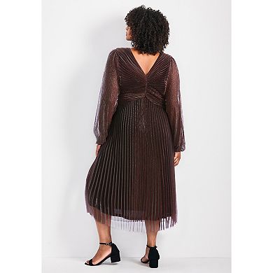 Avenue Women's Plus Size Pleated Plisse Dress