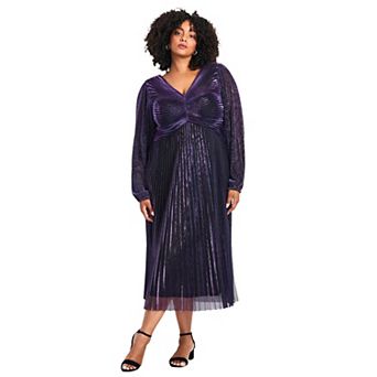 Avenue Women's Plus Size Pleated Plisse Dress