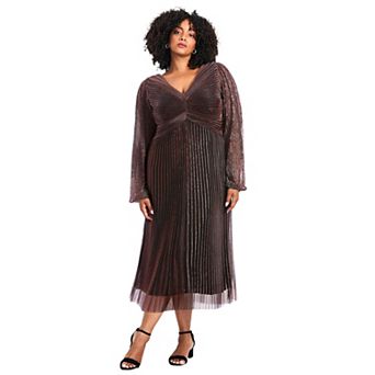 Avenue Women's Plus Size Pleated Plisse Dress