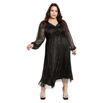 Avenue Women's Plus Size Pleated Plisse Dress