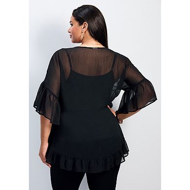 Avenue Women's Plus Size Harlow Frill Detail Blouse