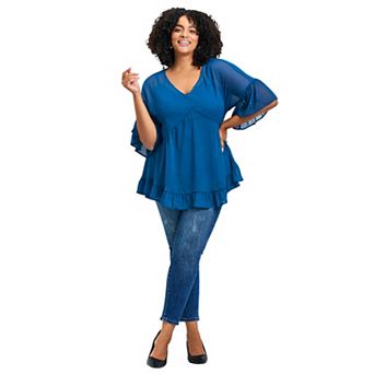 Avenue Women's Plus Size Harlow Frill Detail Blouse