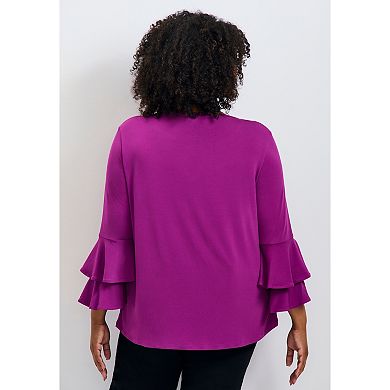 Avenue Women's Plus Size Vienna Bell Sleeve Top