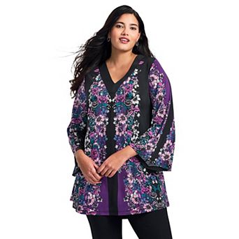 Avenue Women's Plus Size Broadway Bell Sleeve Tunic