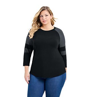 Avenue Women's Plus Size Splice Sleeve Color Top