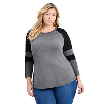 Avenue Women's Plus Size Splice Sleeve Color Top