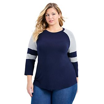 Avenue Women's Plus Size Splice Sleeve Color Top