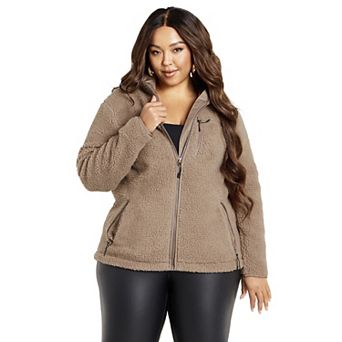 Avenue Women's Plus Size Kyla Fleece Zip Front Jacket