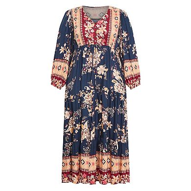 Avenue Women's Plus Size Ellery Long Sleeve Maxi Dress