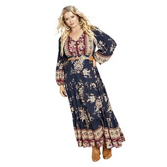 Avenue Women's Plus Size Ellery Long Sleeve Maxi Dress