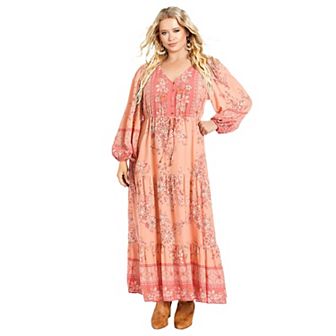 Avenue Women's Plus Size Ellery Long Sleeve Maxi Dress