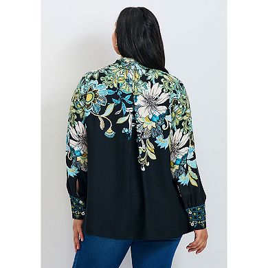 Avenue Women's Plus Size La Luna Button Down Shirt