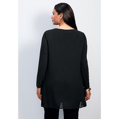 Avenue Women's Plus Size Fantasia Overlay Chain Tunic
