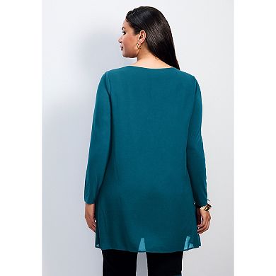 Avenue Women's Plus Size Fantasia Overlay Chain Tunic