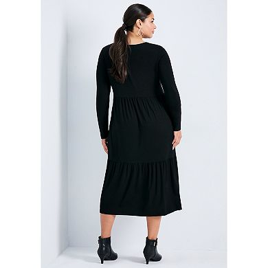 Avenue Women's Plus Size Nylah Tiered Knit Dress