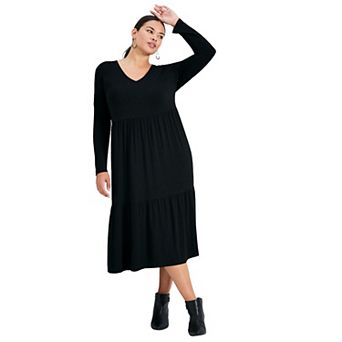 Avenue Women's Plus Size Nylah Tiered Knit Dress