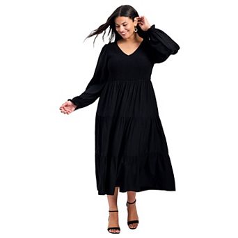 Avenue Women's Plus Size Indi Sleeve Shirred Dress