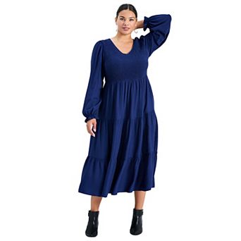 Avenue Women's Plus Size Indi Sleeve Shirred Dress