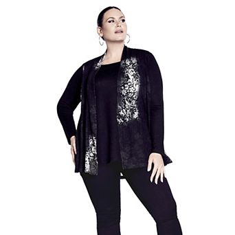 Avenue Women's Plus Size Hacci Print Duet Top