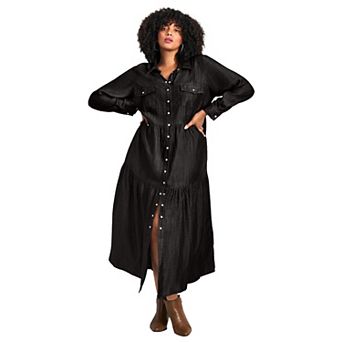 Avenue Women's Plus Size Denim Tiered Shirtdress