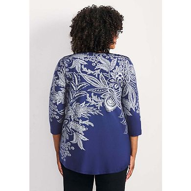 Avenue Women's Plus Size Millie 3/4 Sleeve Top