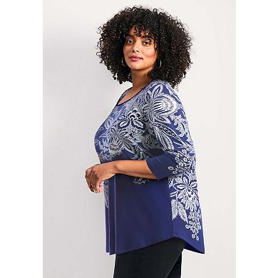 Avenue Women's Plus Size Millie 3/4 Sleeve Top