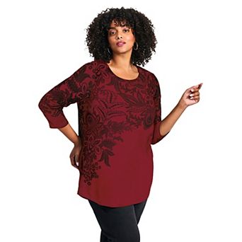Avenue Women's Plus Size Millie 3/4 Sleeve Top
