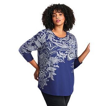 Avenue Women's Plus Size Millie 3/4 Sleeve Top