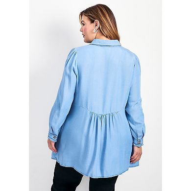 Avenue Women's Plus Size Sia Chambray Shirt