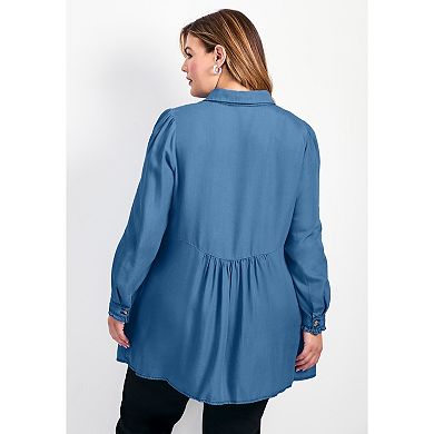Avenue Women's Plus Size Sia Chambray Shirt