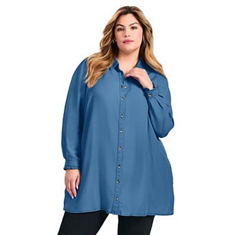 Avenue Women's Plus Size Sia Chambray Shirt