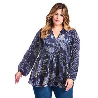 Avenue Women's Plus Size Floral Fields Tunic